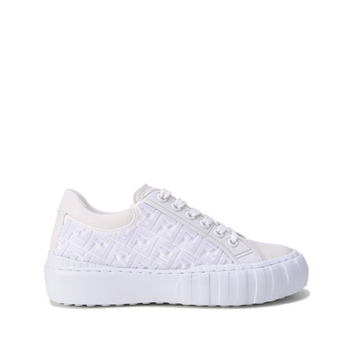 FENDI/芬迪【22春夏新款】女士織物配皮系帶休閑運動鞋小白鞋F(xiàn)F圖案 8E8250 AHGS