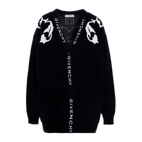 Givenchy 紀(jì)梵希 女士 服裝  黑色花卉提花開衫 女士針織衫毛衣