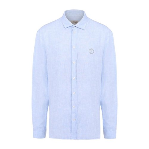  ARMANI COLLEZIONI/阿瑪尼卡爾茲 男士淺藍色亞麻長袖襯衫 VCSMDL VC0F4 700 PLFSX