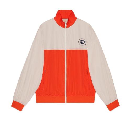  GUCCI古馳 22年秋冬 男士 飾Gucci印花聚酯纖維拉鏈夾克 693017 XJEDC 7387