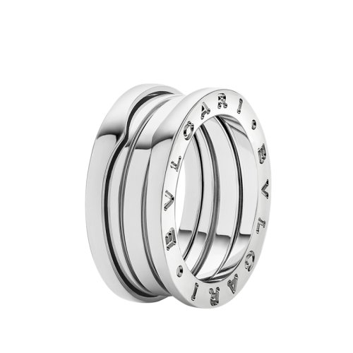 BVLGARI/寶格麗 B.zero1系列 18K金白金 彈簧寬版戒指  323526