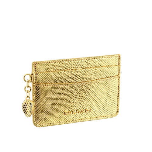 BVLGARI/寶格麗 特別版本Serpenti Forever 金色karung制成搭配金色蛇頭名片夾 290504