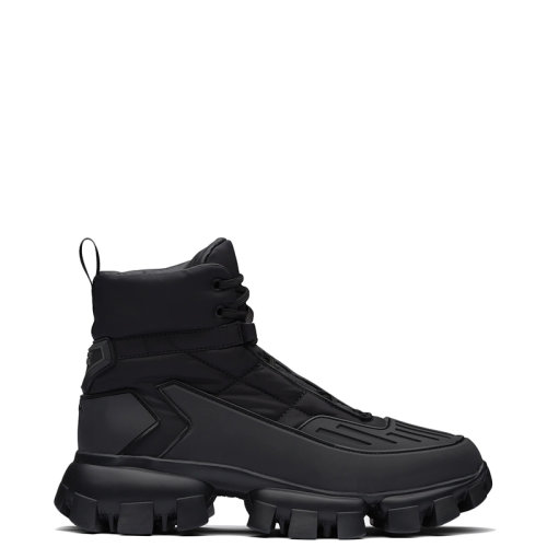 PRADA/普拉達(dá) 22年新款 Cloudbust Thunder系列 男士黑色再生尼龍華達(dá)呢織物面料高幫運(yùn)動(dòng)鞋2TG9_3LGO_F0002_F_G000