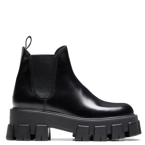 PRADA/普拉達(dá) 秋冬 Monolith系列 女士黑色亮面皮革踝靴1T725L_B4L_F0002_F_B055