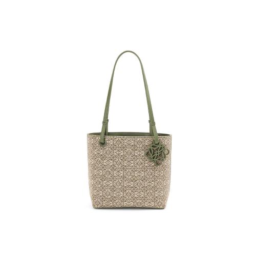  LOEWE羅意威 22年秋冬 女士 手提包 Square Tote bag in  Anagram jacquard and calfskin A933