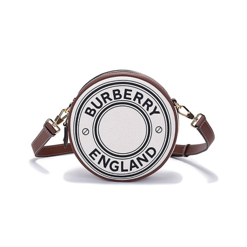 BURBERRY/博柏利 女款織物/配皮圓形Louise路易絲包單肩斜挎包腰包圓餅包 80413091