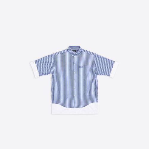  BALENCIAGA巴黎世家 22年春夏 男士 短袖襯衫 Mens Bb Icon Layered Shirt in Blue 699195TMM2