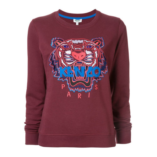 KENZO/高田賢三  女裝 服裝 棉質(zhì)圓領(lǐng)虎頭logo刺繡長袖T恤衛(wèi)衣運動衫 女衛(wèi)衣