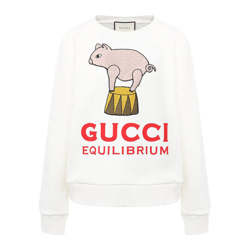 GUCCI/古馳  古琦女裝 時尚百搭 小動物印花 女士白色棉質(zhì)圓領(lǐng)衛(wèi)衣 623450 XJCRW 9095 HKY012467