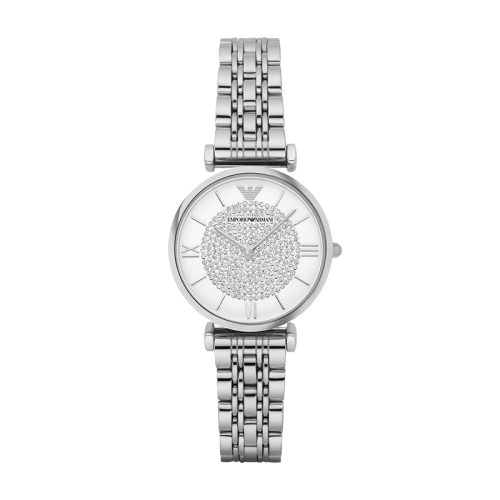 Emporio Armani/安普里奧阿瑪尼 滿天星手表 鋼制表帶歐美表 鑲鉆石英時(shí)尚女士手表 生日禮物送女友 AR1926