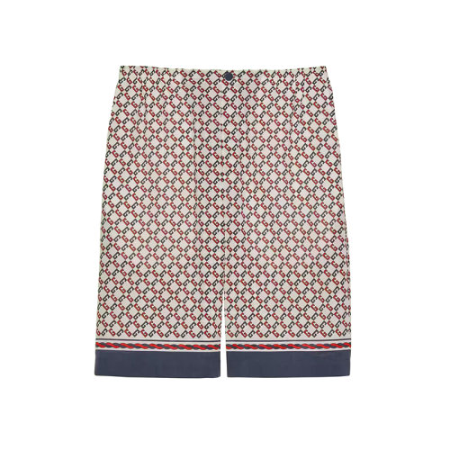 GUCCI/古馳 22年春夏新款 男士紅色/藍(lán)色/象牙白色純棉幾何G印花短褲672698ZAIZY9093