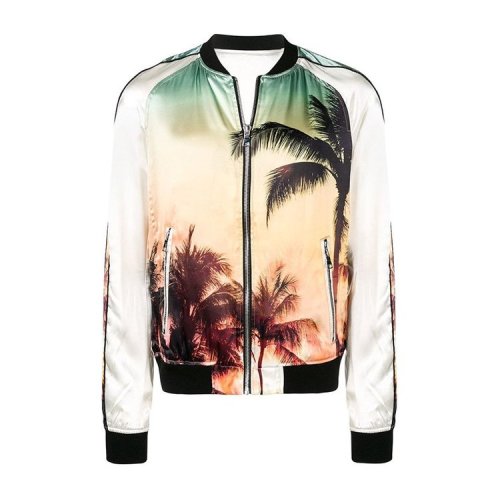 BALMAIN/巴爾曼  男裝 椰子樹(shù)圖案 男士混色時(shí)尚拉鏈夾克外套 RH18878X006 AAA