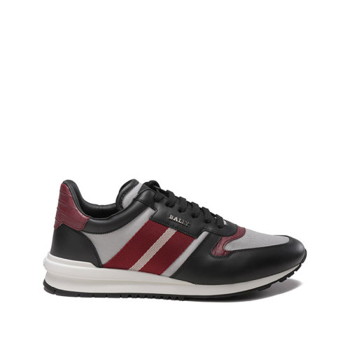 BALLY/巴利 男士織物配皮系帶休閑運動鞋紅白條紋 ASTAR TC