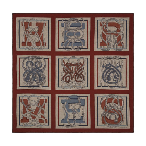 HERMES/愛馬仕 22年早春新款 Carré H 100系列 男士紅色拼色羊絨真絲混紡圍巾H103773T04