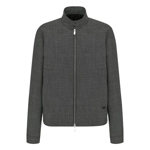 DIOR/迪奧 灰色羊毛帆布  男士千鳥格紋哈林頓形外套113C440A4994_C980