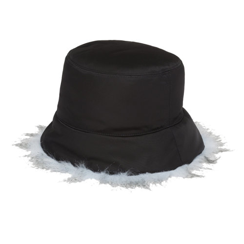 PRADA/普拉達(dá)  女士黑色/淺灰色Re-Nylon再生尼龍漁夫帽1HC137_2DWS_F0EIL