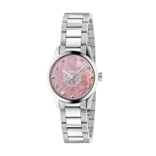 GUCCI/古馳 G-Timeless系列女士珍珠貝母表盤(pán)鋼制表殼腕表 27毫米 609961J6A708591