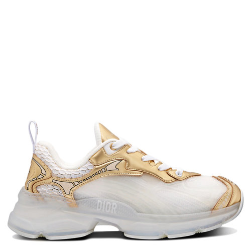DIOR/迪奧      VIBE系列 女士白色網(wǎng)眼和金色皮革運動鞋KCK337LRU_S09W