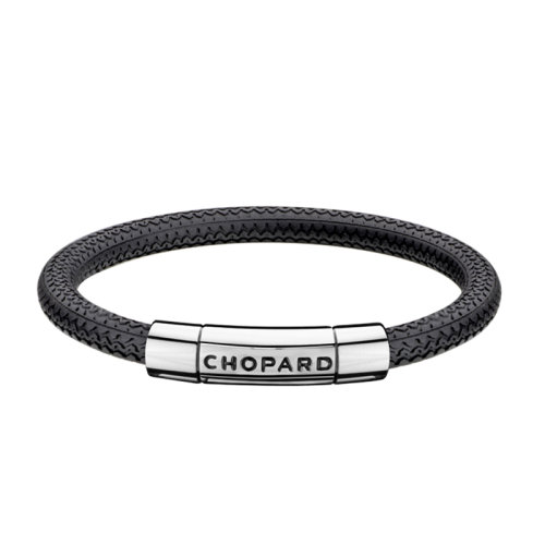 Chopard/蕭邦 22春夏新款MILLE MIGLIA系列 黑色橡膠銀色金屬運動風(fēng)手鏈95016-0204