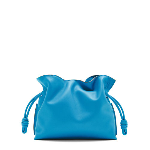 LOEWE/羅意威 20  Flamenco系列 女士迷你瀉湖藍(lán)納帕小牛皮束帶封口單肩斜挎手拿包0010623866