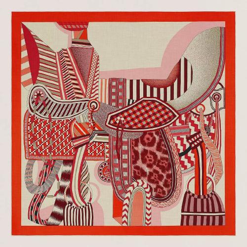  HERMES愛(ài)馬仕 22年秋冬 女士 披肩 Chale 140 La Selle Imaginaire H243846S 03