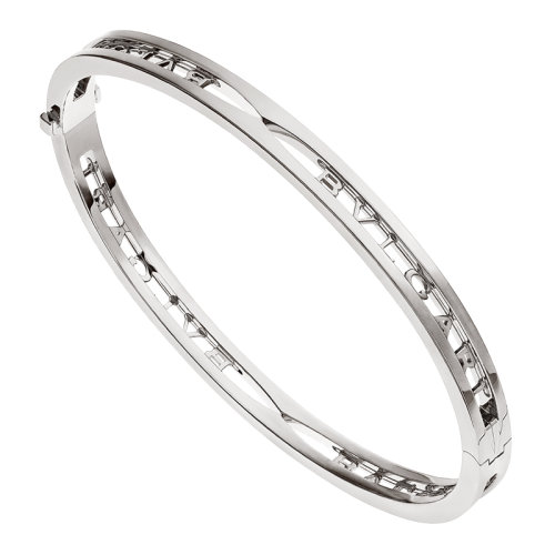 BVLGARI/寶格麗 B.ZERO1系列 男女通用18K金白金螺旋形飾有BVLGARI徽標(biāo)手鐲 356285