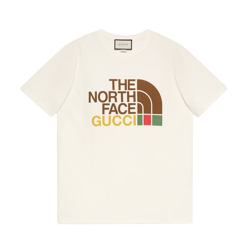 GUCCI/古馳      The North Face聯(lián)名系列 女士白色純棉正面logo圓領(lǐng)短袖T恤615044XJDBZ9095