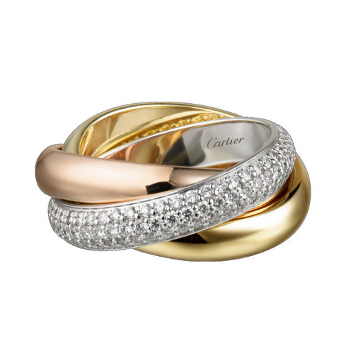 CARTIER/卡地亞 TRINITY系列 鑲嵌鉆石經(jīng)典18K金白金黃金玫瑰金戒指B4038900
