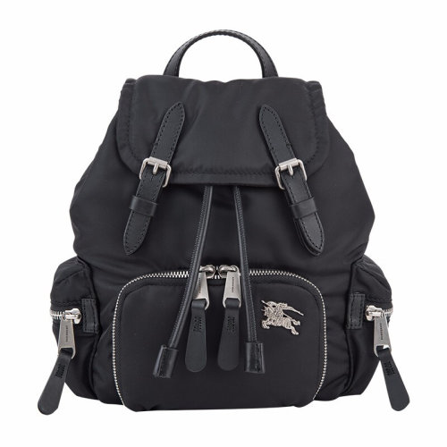 BURBERRY/博柏利 巴寶莉The Rucksack女包 女士戰(zhàn)馬徽標(biāo)黑色尼龍雙肩包背包 80067161