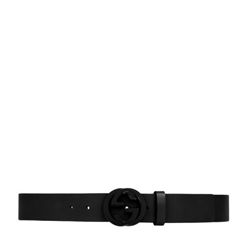 GUCCI/古馳 經(jīng)典款男士黑色皮革磨砂黑雙G腰帶 368186BGH0V1000