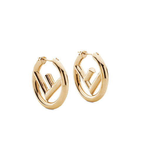 FENDI/芬迪  F IS FENDI系列 女士金色金屬圓形小耳環(huán) 形成新的Fendi徽標(biāo)8AG745B08F0CFK