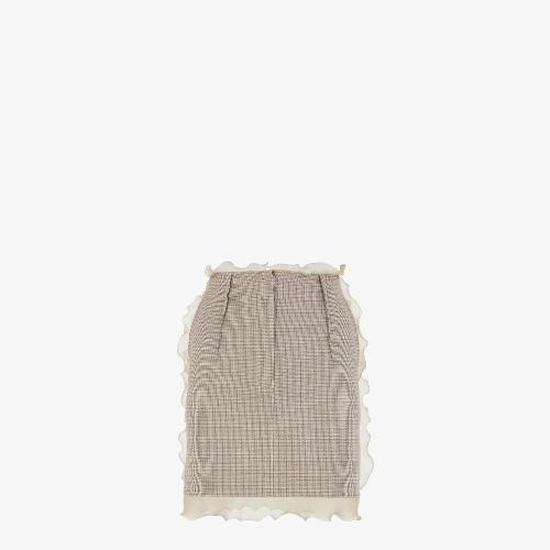  FENDI芬迪 22年秋冬 女士 半身裙 米色千鳥格紋羊毛半身裙 FQ7416AKSMF1IHB