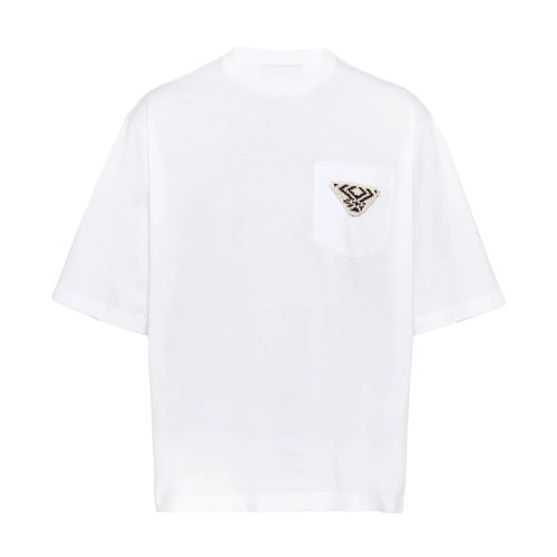 PRADA/普拉達 22年早春新款 男士白色純棉T恤UJN761_1ZLB_F0009_S_212