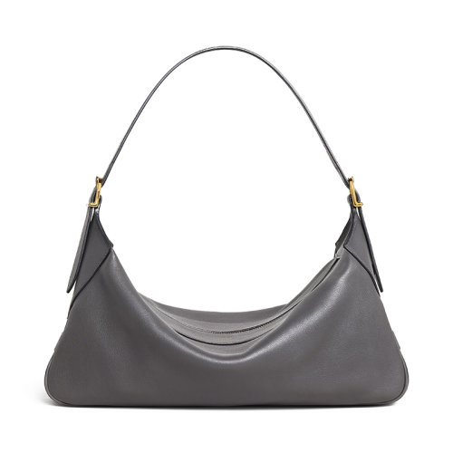 CELINE/賽琳 22新款ROMY系列 女士中號無煙煤色小牛皮拉鏈開合單肩手提腋下包197443DPJ.10AN