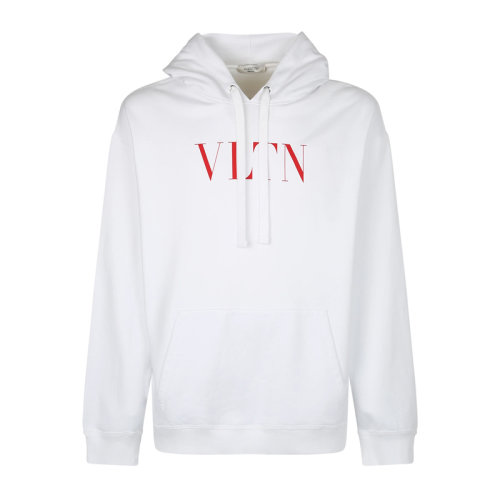 Valentino/華倫天奴 男士白色棉混紡尼龍經(jīng)典字母徽標(biāo)印花裝飾連帽抽繩長袖上衣衛(wèi)衣連帽衫套頭衫運(yùn)動(dòng)衫 WV3MF14F-3TV-A33