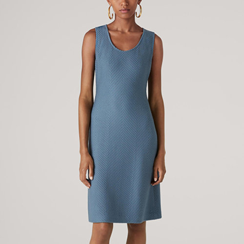 St.John/盛薔人字紋針織無袖中長款女士連衣裙K1110D1