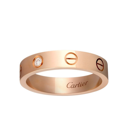  CARTIER/卡地亞 經(jīng)典款LOVE 18K金玫瑰金鉆石戒指結婚對戒 鑲嵌1顆鉆石 B4050700