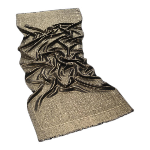 BVLGARI/寶格麗 女士Lettere Maxi Metal混紡金色的羊毛和精美絲綢披肩242703