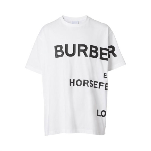 BURBERRY/博柏利 男士白色棉質(zhì)字母徽標(biāo)印花裝飾圓領(lǐng)短袖上衣T恤  8040691