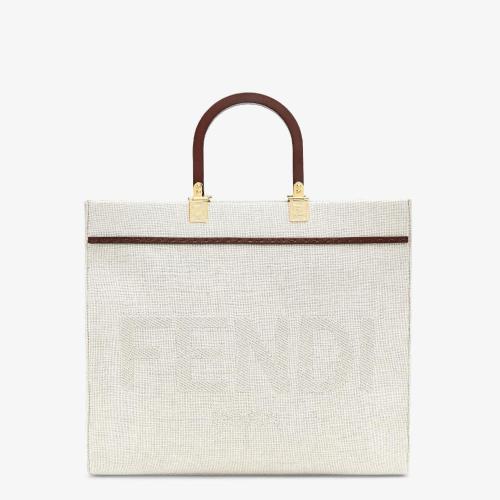  FENDI芬迪 22年秋冬 女士 手提包 白色帆布手提袋 8BH386AKBSF1HOC