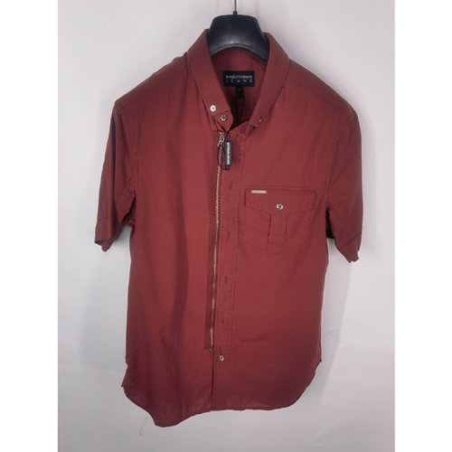 Emporio Armani/安普里奧阿瑪尼 深紅色男士短袖襯衫  VPC15 PN D4 瑕疵折扣