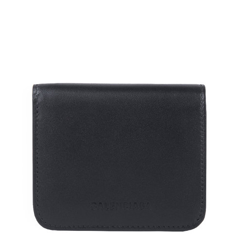 Balenciaga/巴黎世家 21新款 ESSENTIAL系列 女士黑色光滑小羊皮翻蓋卡包零錢包6583401LN331000