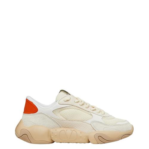 Valentino/華倫天奴 22年早春新款 Garavani Bubbleback系列 男士奶油色/橙色網(wǎng)眼拼麂皮運動鞋XY2S0F08KNZU85
