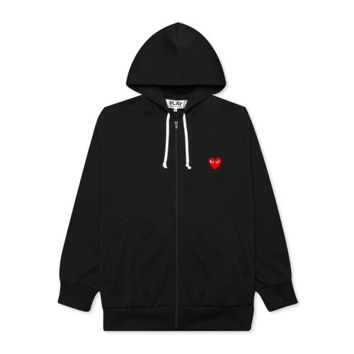 COMME DES GAR?ONS PLAY 男士 服裝  白色紅心logo拉鏈連帽外套 男衛(wèi)衣