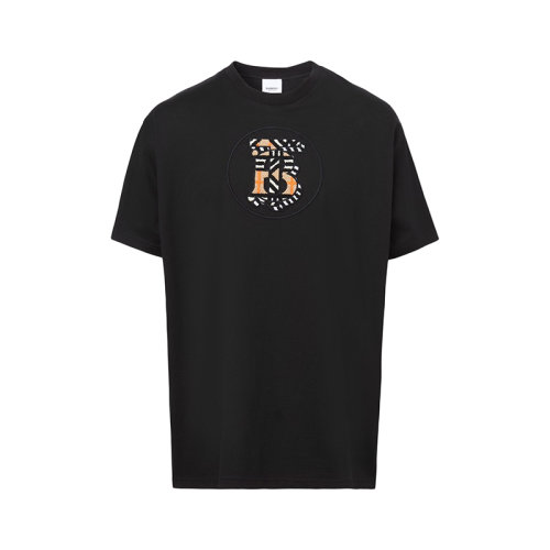 BURBERRY/博柏利 22年春夏新款 女士黑色純棉Logo圖案寬松短袖T恤80573121