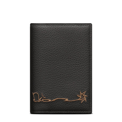 DIOR/迪奧 22新款CACTUS JACK聯(lián)名款 男士黑色粒面牛皮革刺繡標(biāo)志雙折卡夾2ESCH138SOT_H03E