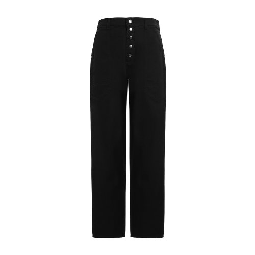 Emporio Armani 女士 黑色 紐扣闊腿牛仔九分喇叭褲  6H2J46-2N5RZ-0999