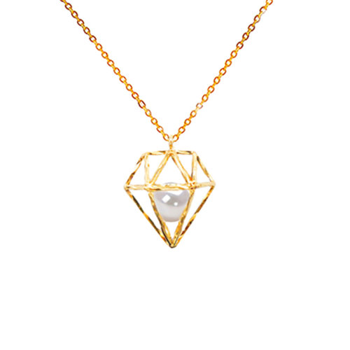 zhuella/珠艾樂 鏤空鉆石系列日本akoya海水珍珠18k吊墜項(xiàng)鏈