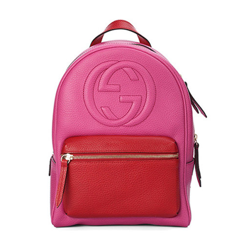 GUCCI/古馳  古琦女包 經(jīng)典雙G 女士玫紅色牛皮時(shí)尚背包雙肩包 431570 CAO2G 5592