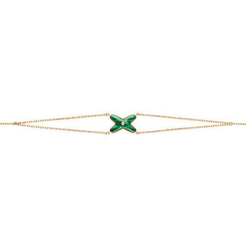 Chaumet/尚美  Jeux de Liens系列 女士18k金玫瑰金鑲嵌孔雀石和一顆明亮切割鉆石手鏈083974